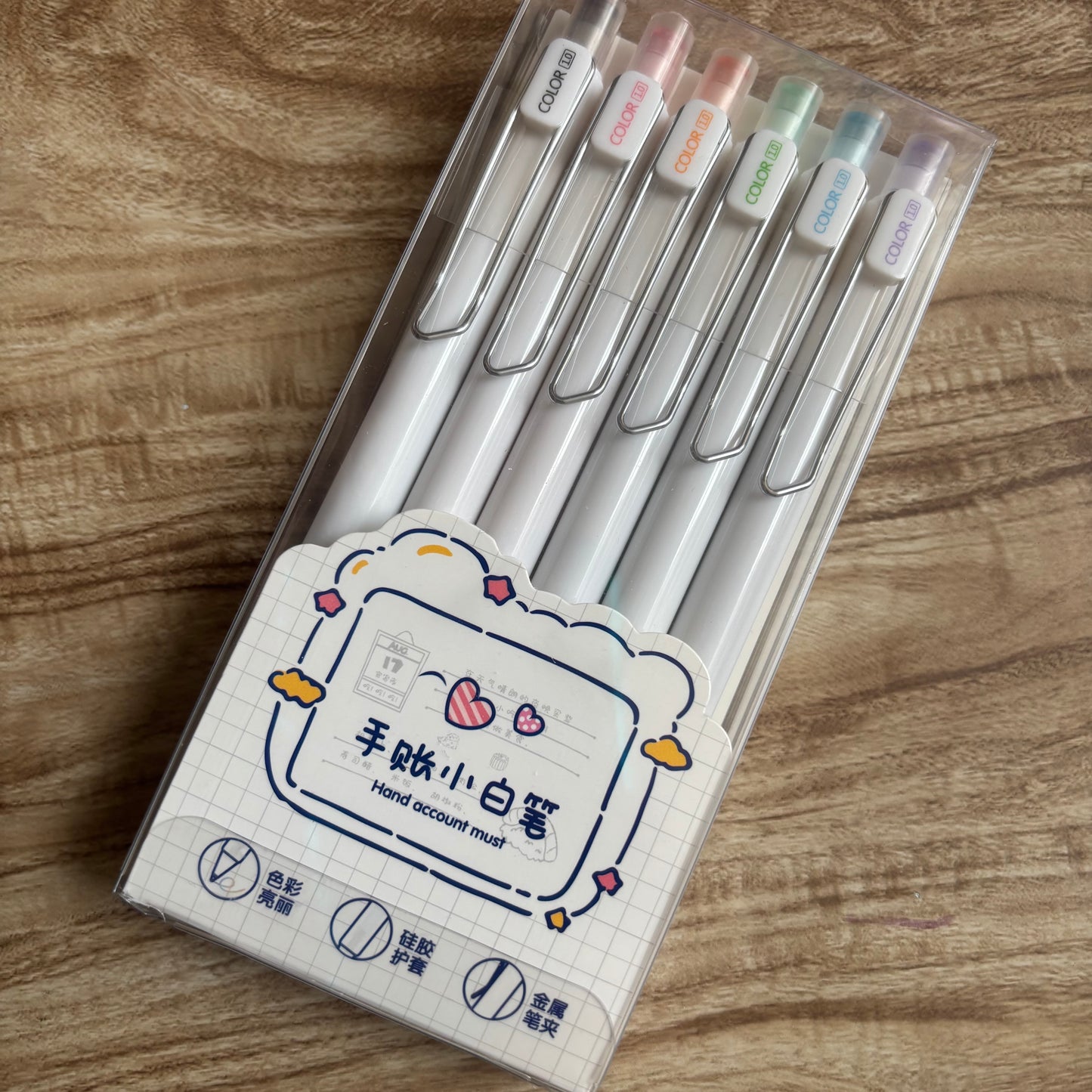 Set de lapiceros de colores tinta gel-6 pzas