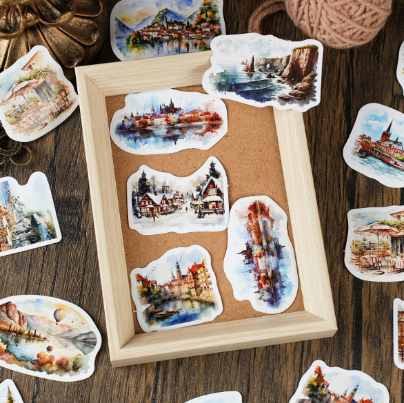 Cajita de stickers Ciudades-30 pzas