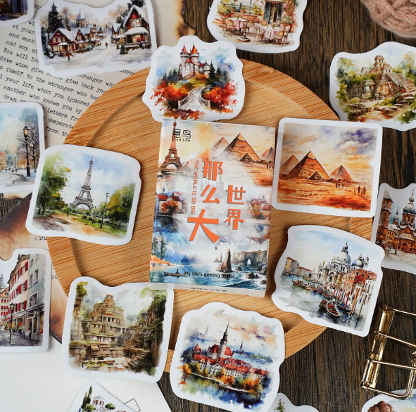 Cajita de stickers Ciudades-30 pzas