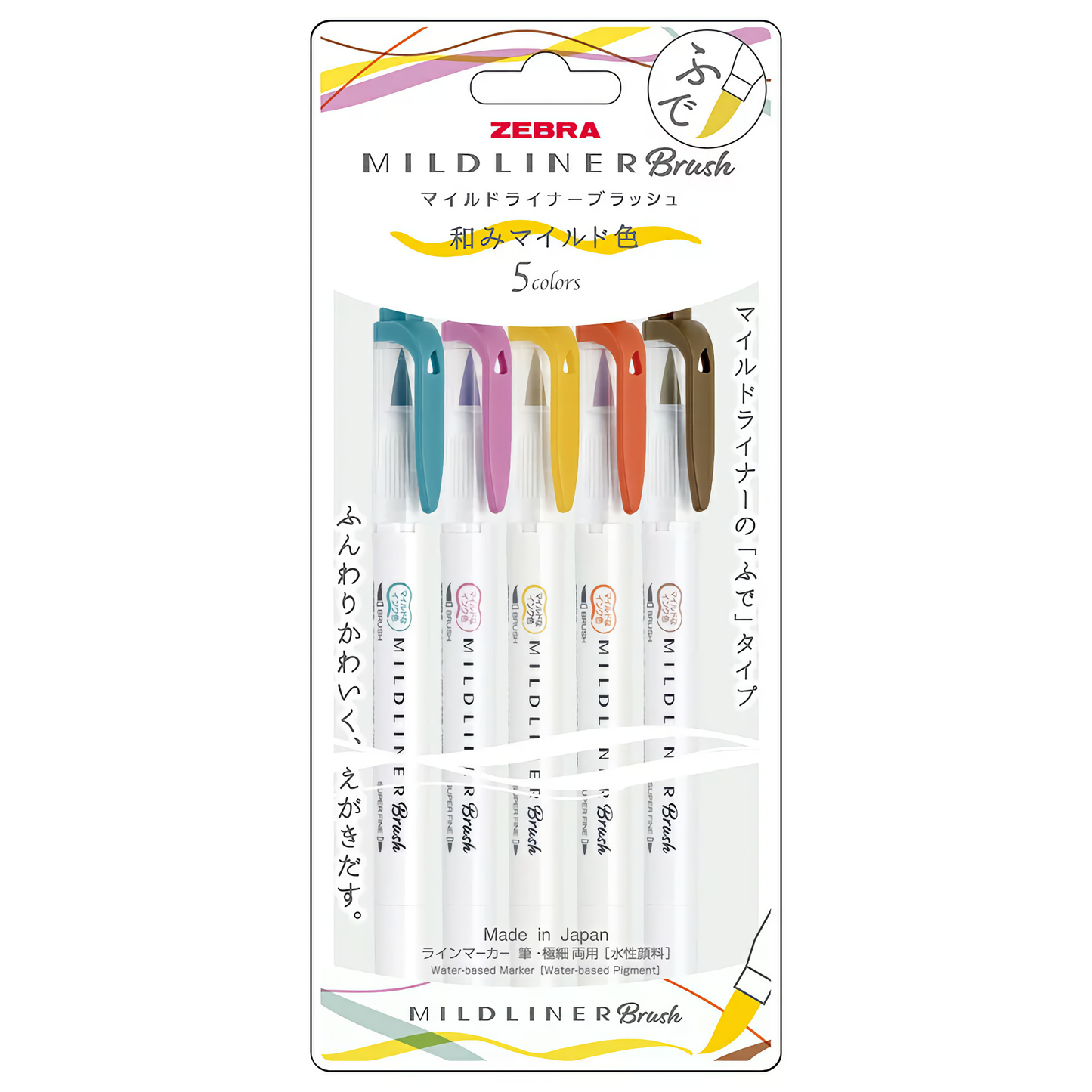 Brush pens Zebra Mildliner-5 piezas