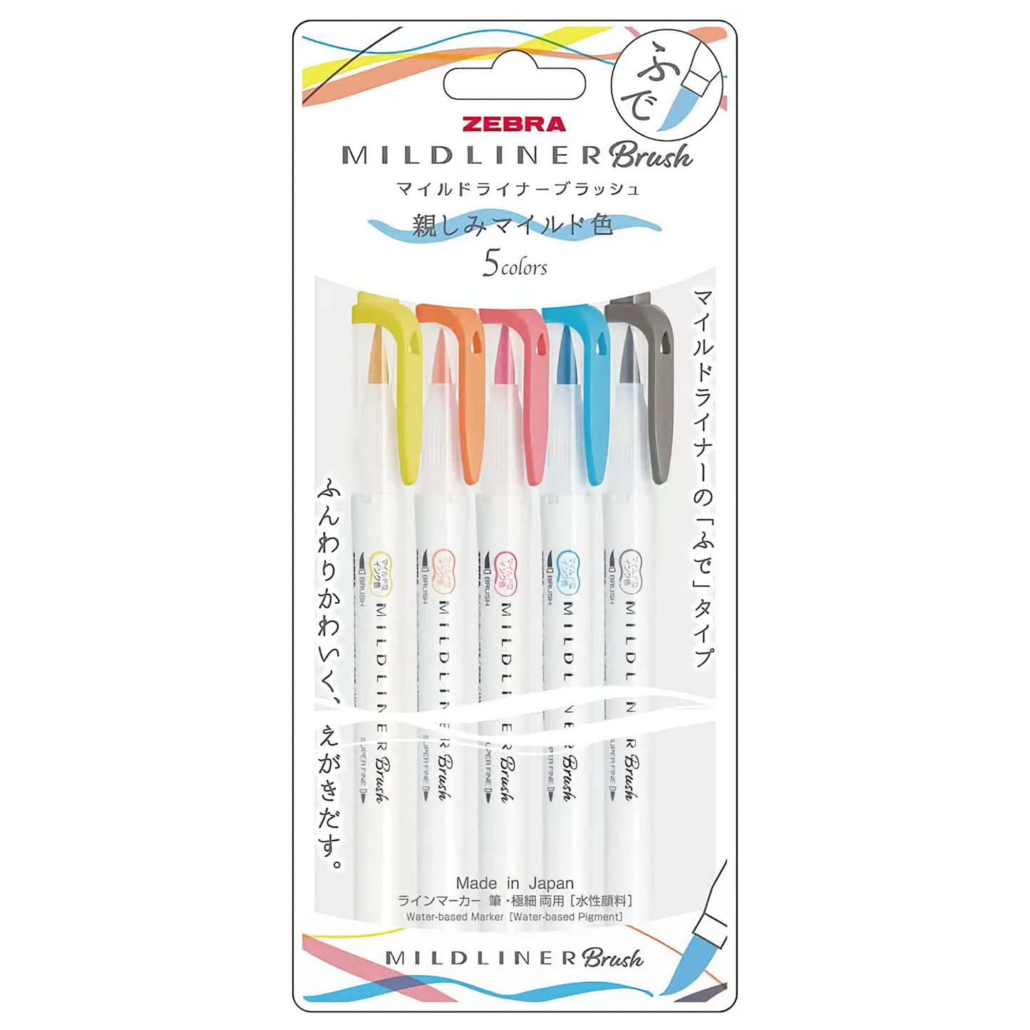 Brush pens Zebra Mildliner-5 piezas