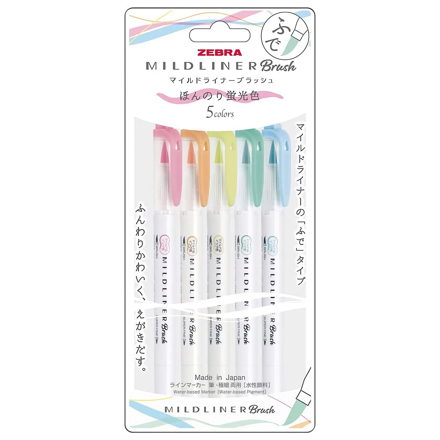 Brush pens Zebra Mildliner-5 piezas