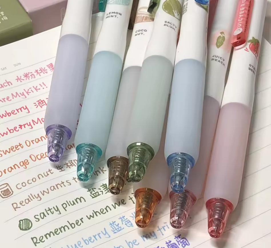 Set de lapiceros frutales tinta gel 0.5mm-4 pzas
