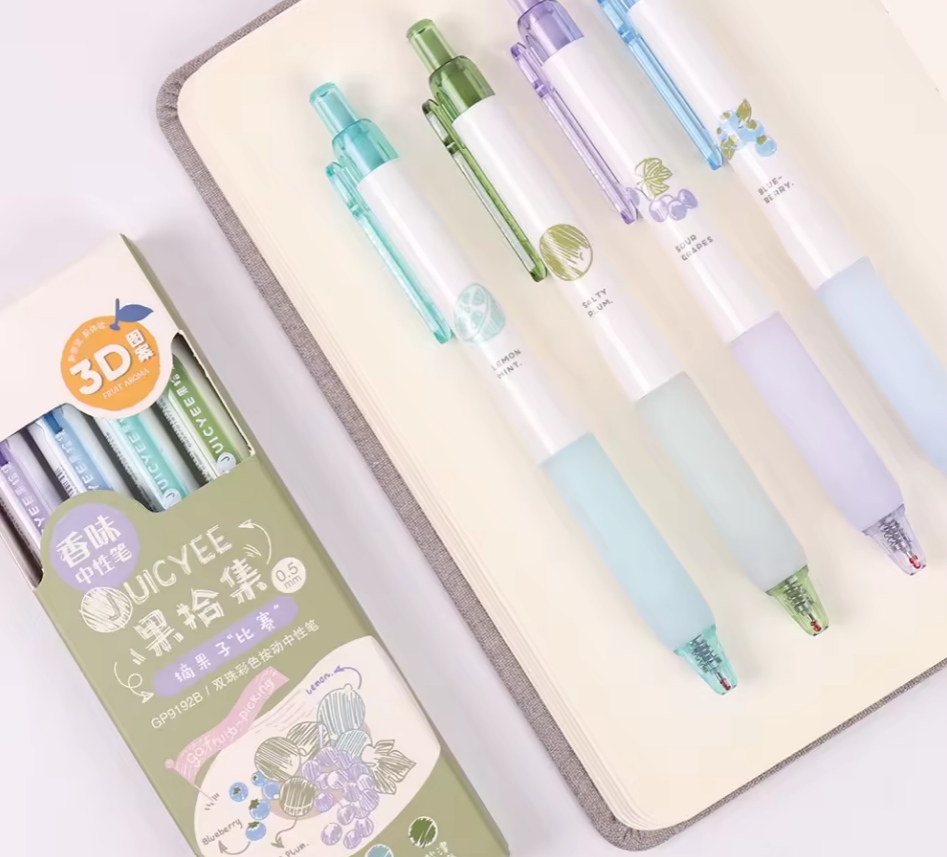 Set de lapiceros frutales tinta gel 0.5mm-4 pzas