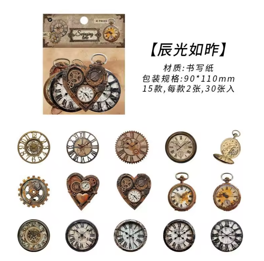 Stickers objetos vintage-30 pza