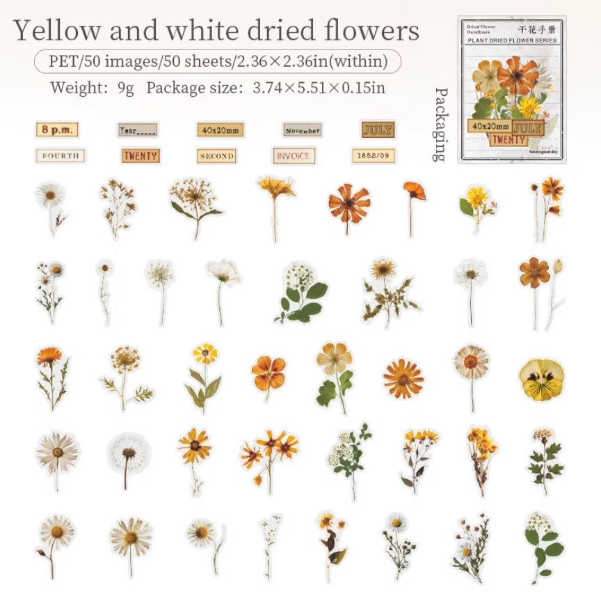 Stickers flores secas-50 pzas