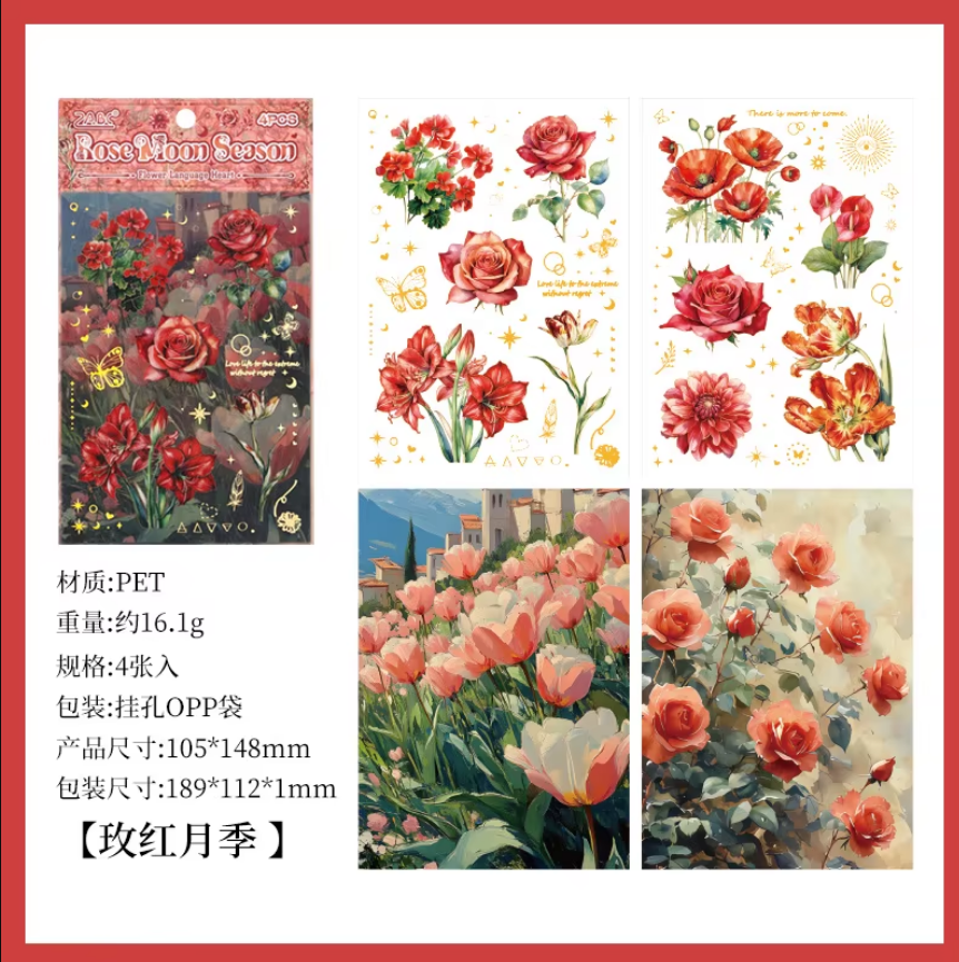 Stickers big flowers-4 pzas
