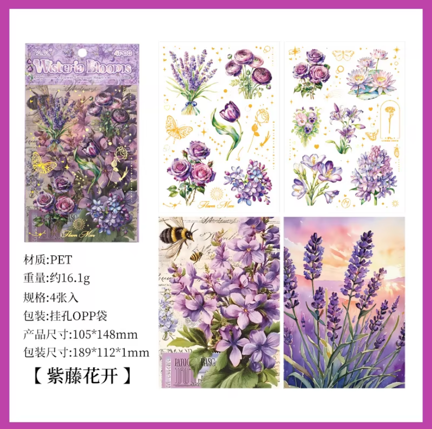 Stickers big flowers-4 pzas
