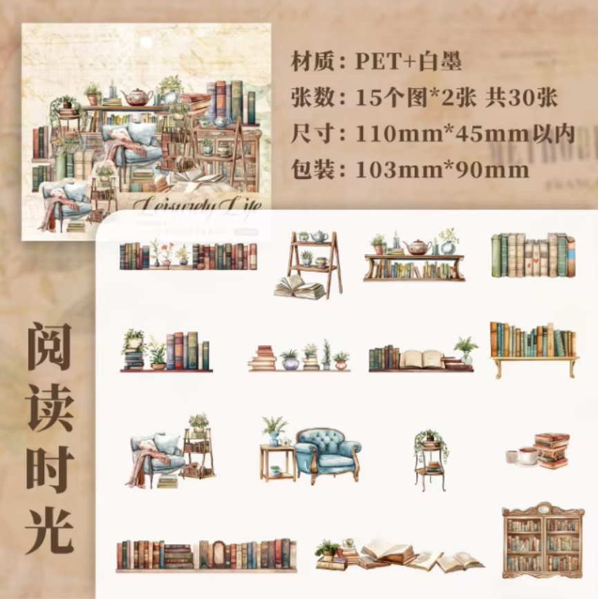 Stickers leisurely life-30 pzas