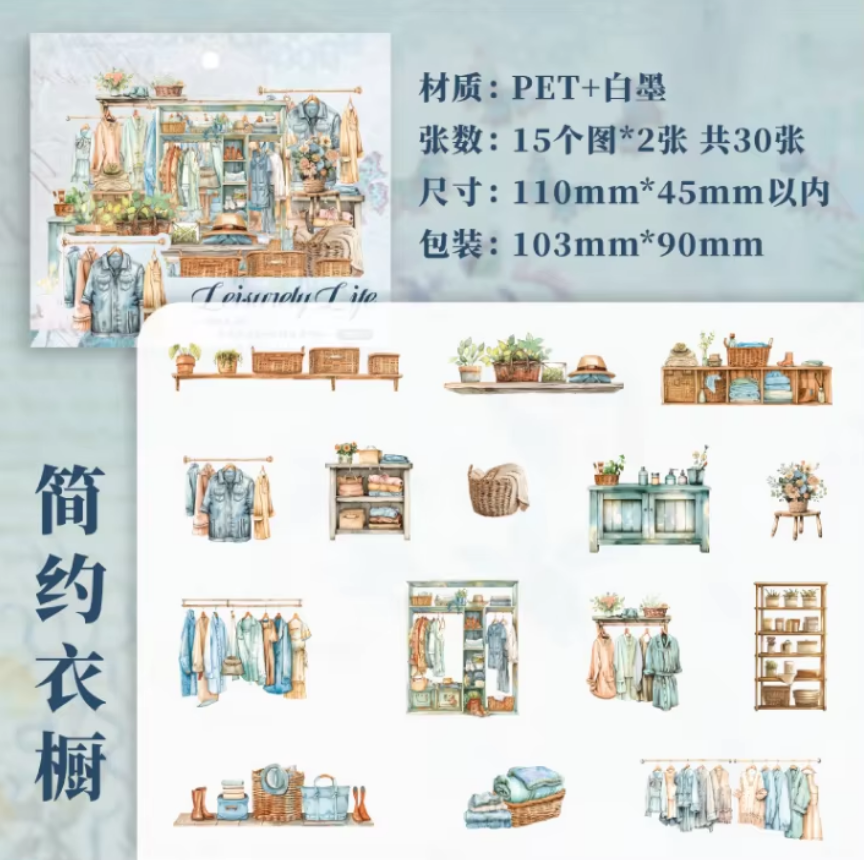 Stickers leisurely life-30 pzas