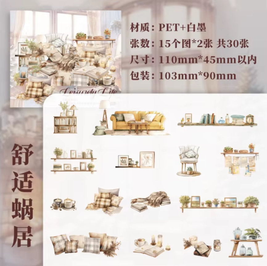 Stickers leisurely life-30 pzas