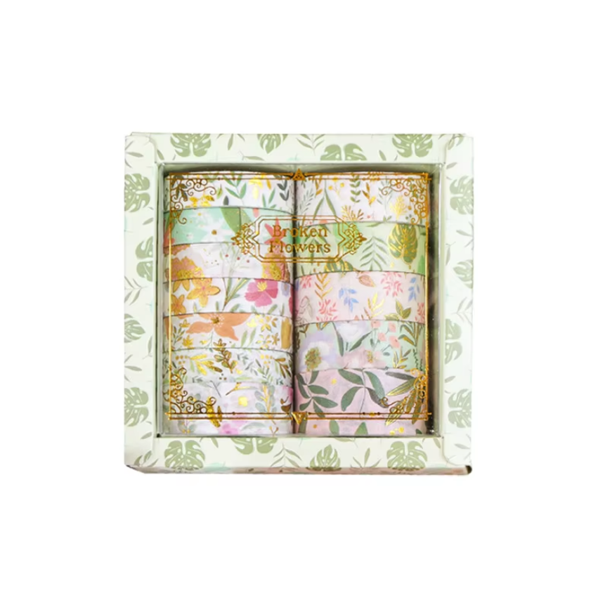 Juego de washitape "broken flowers"-12 pzas