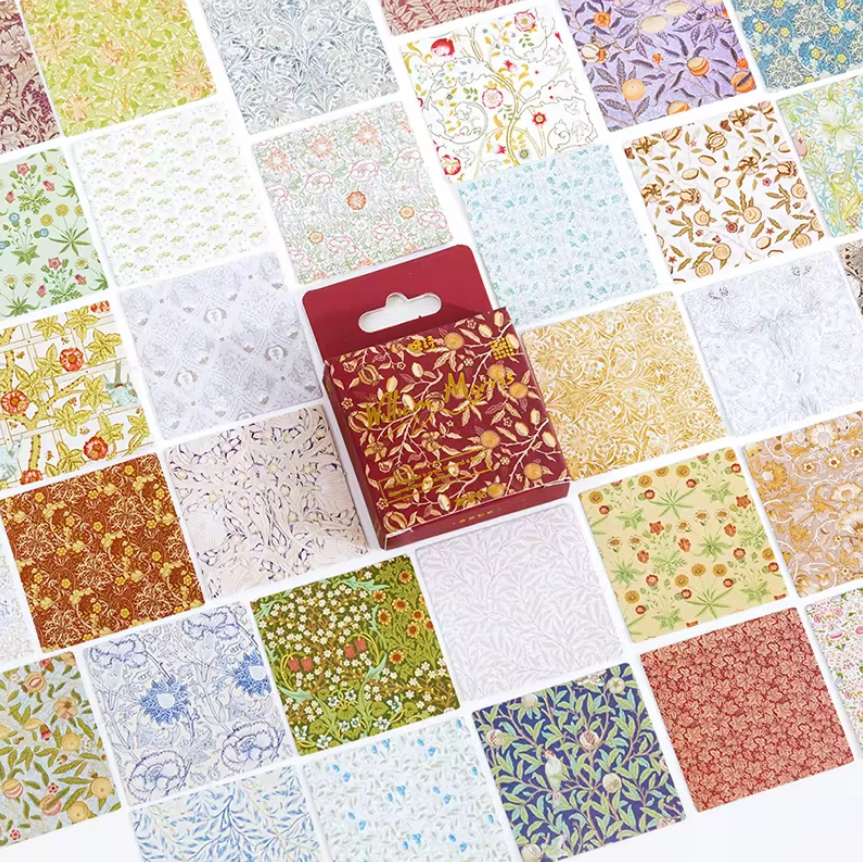 Cajita de stickers William Morris-45 pzas