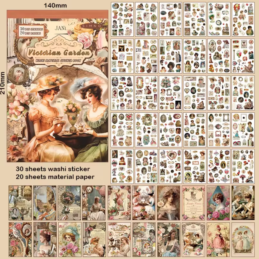 Block de stickers Victorian garden-50 hojas