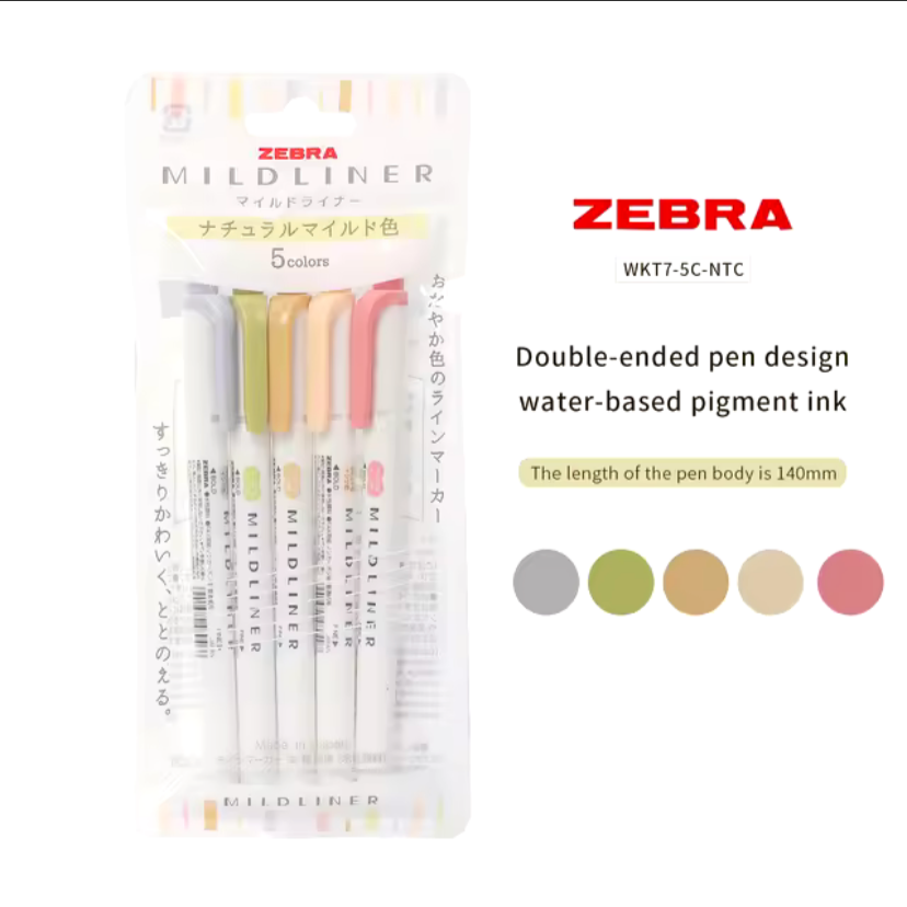 Resaltadores Zebra Mildliner-5 piezas