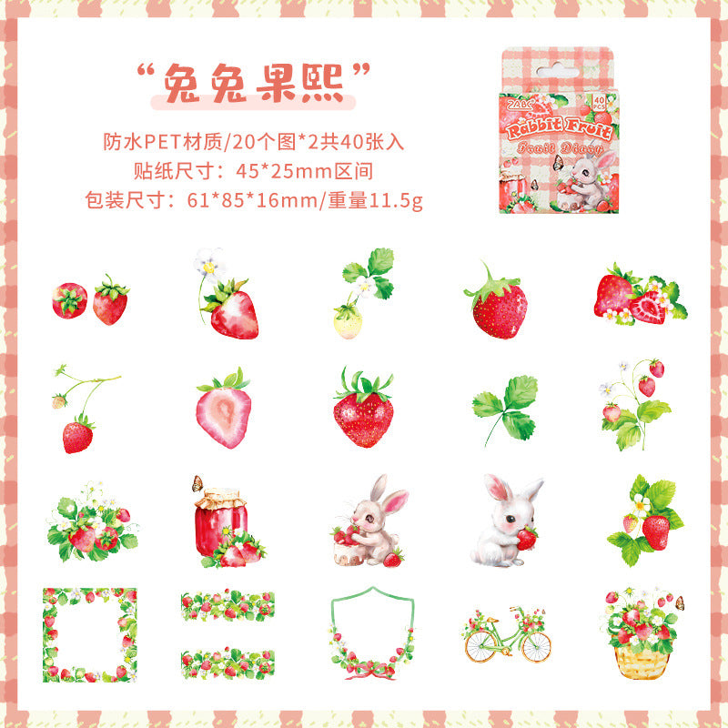 Caja stickers pet fruit diary-40 pzas