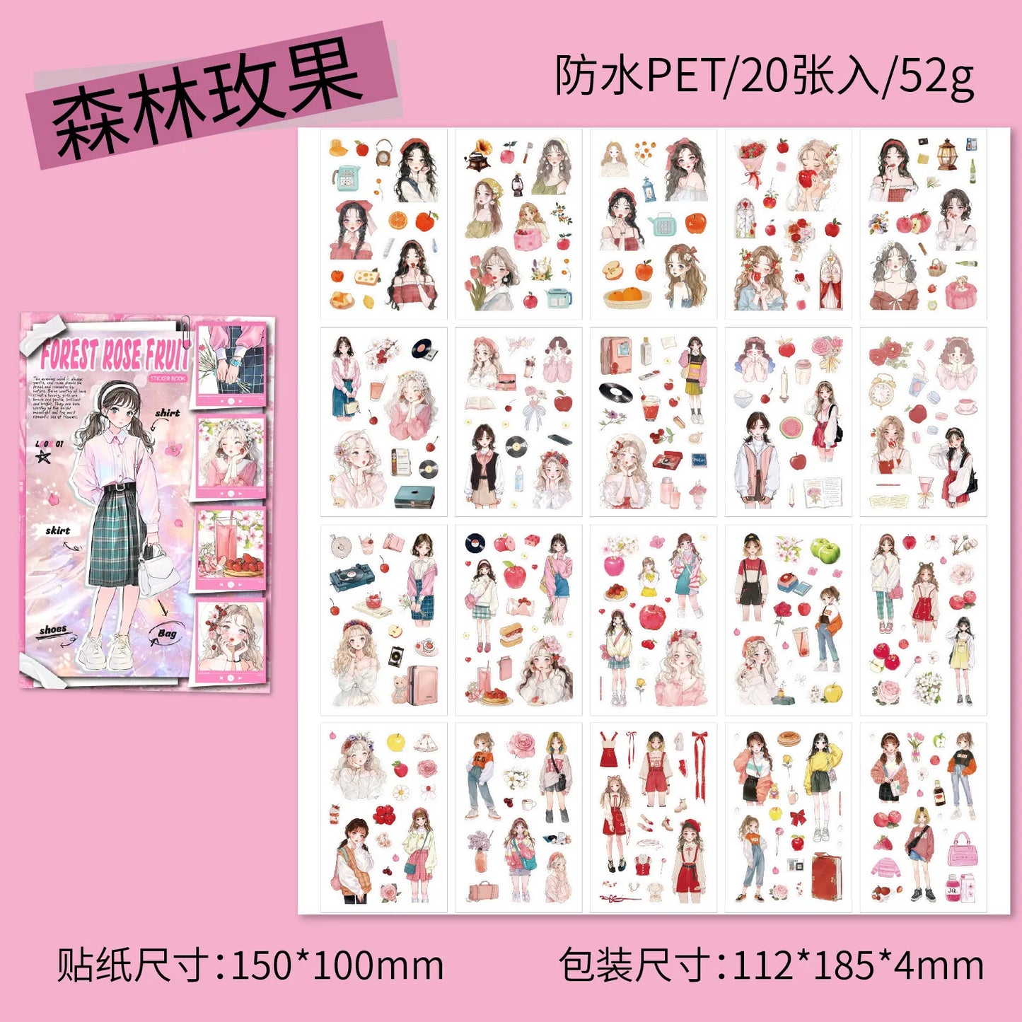 Librito de stickers personajes asiaticos-20 hojas