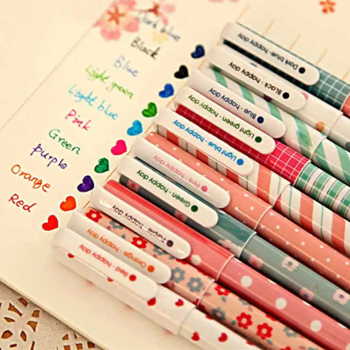 Set de lapiceros de colores pen flower 0.38mm-10 pzas