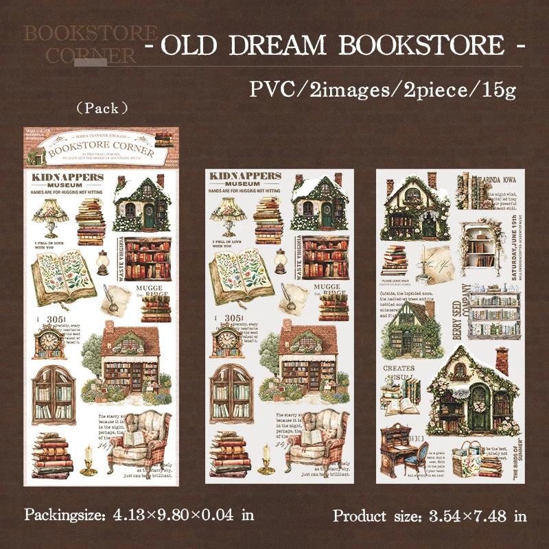 Stickers transfer bookstore corner-2 pzas