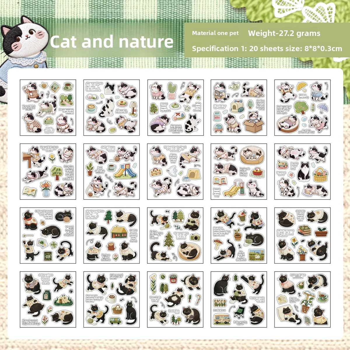 Mini librito de stickers cat-20 hojas