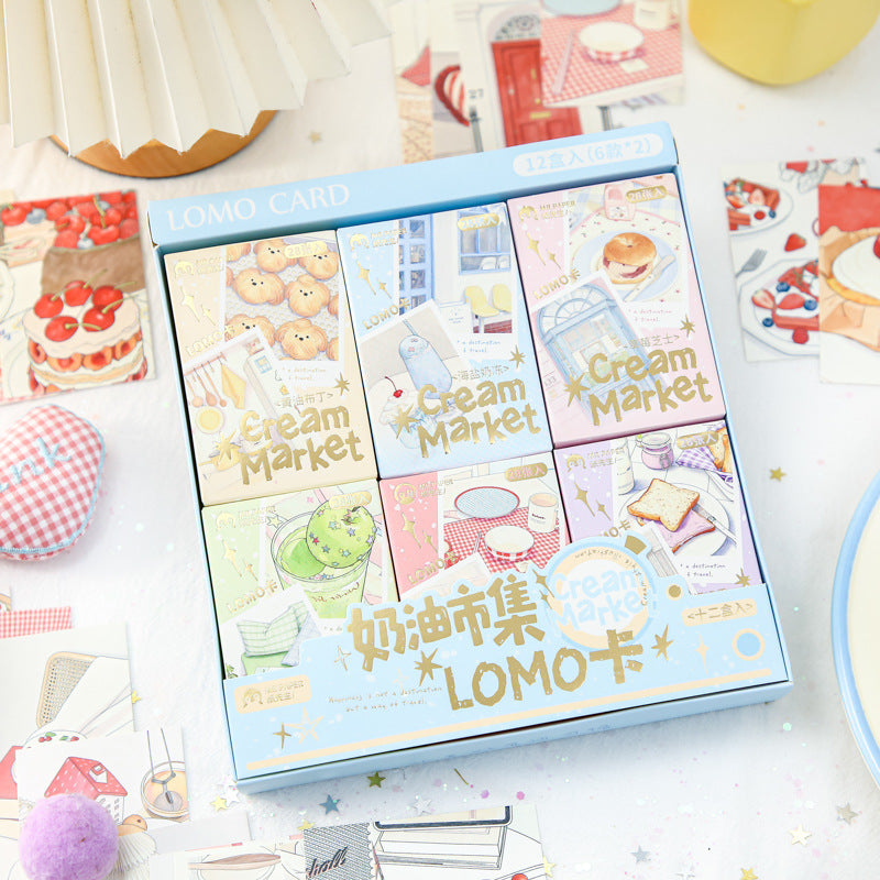 Set de postales cream market-28 pzas