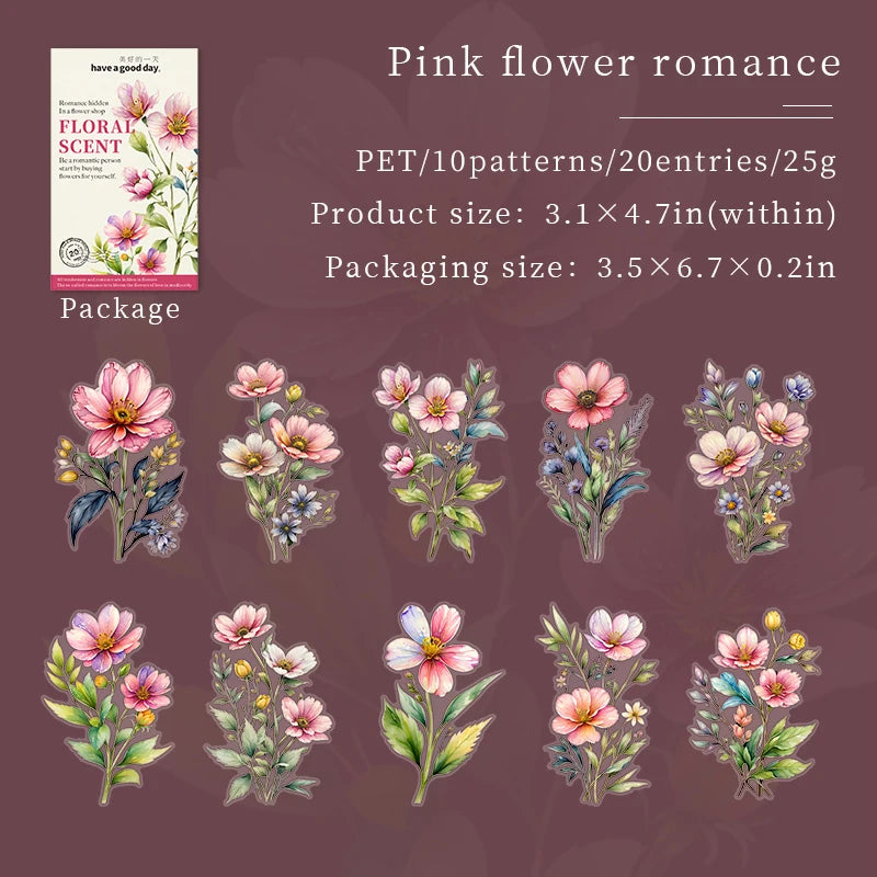 Stickers pet flores grandes-20 pzas