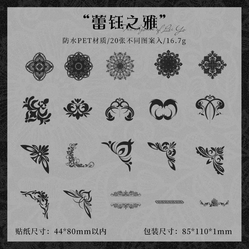 Stickers black lace-20 pzas