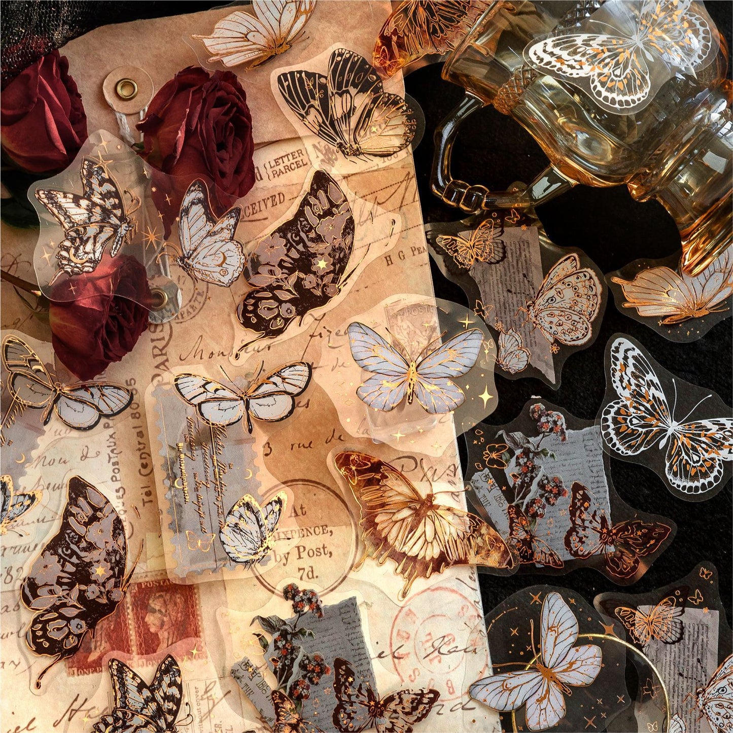 Stickers con foil dorado-20 pzas