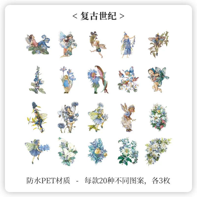 Box stickers flowers vintage-60 pzas