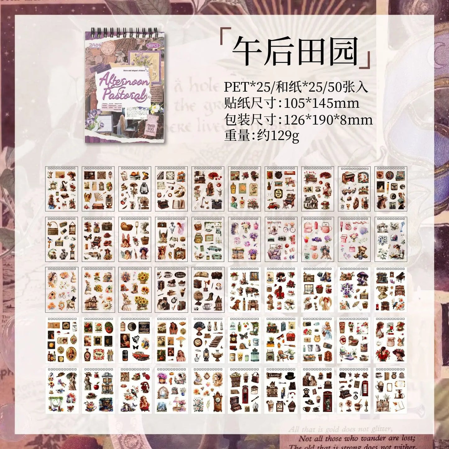 Block de stickers pet+washi-50 hojas