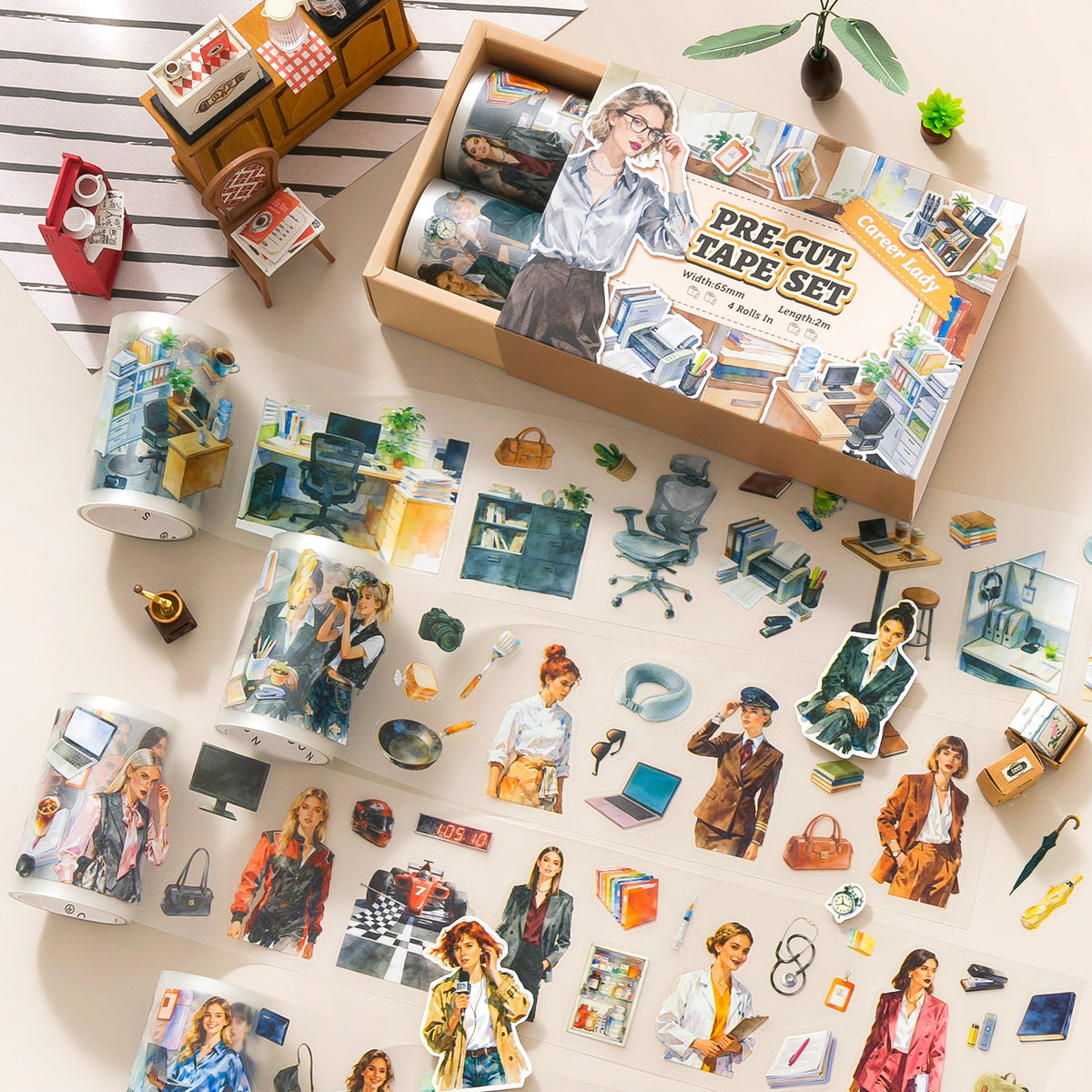 Set de washi pre-cut home y oficina-4 pzas