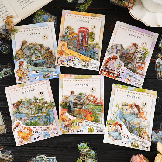 Stickers life diary-15 pzas