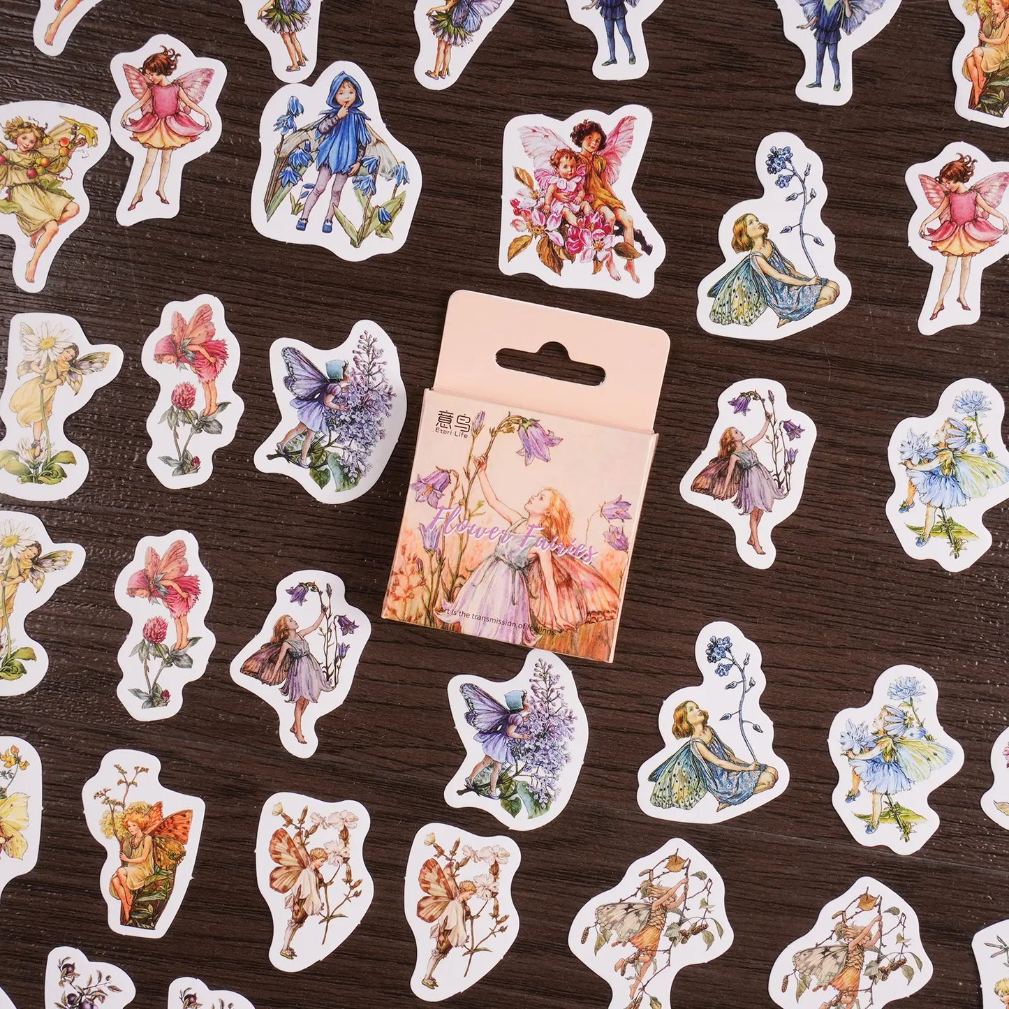Cajita de stickers hadas-46 pzas