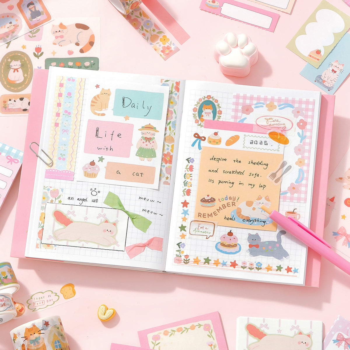 Set de washitape, notepad y stickers-120 pzas