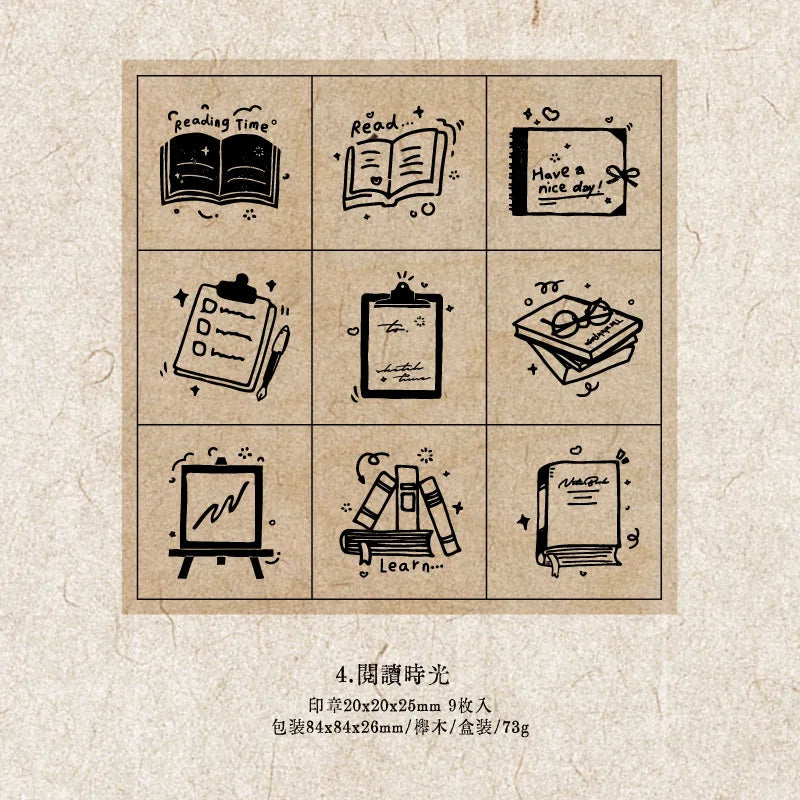 Sellitos de madera Ribber Stamp-9 pzas