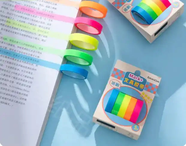 Resaltador/Washitape en cinta-5 pzas