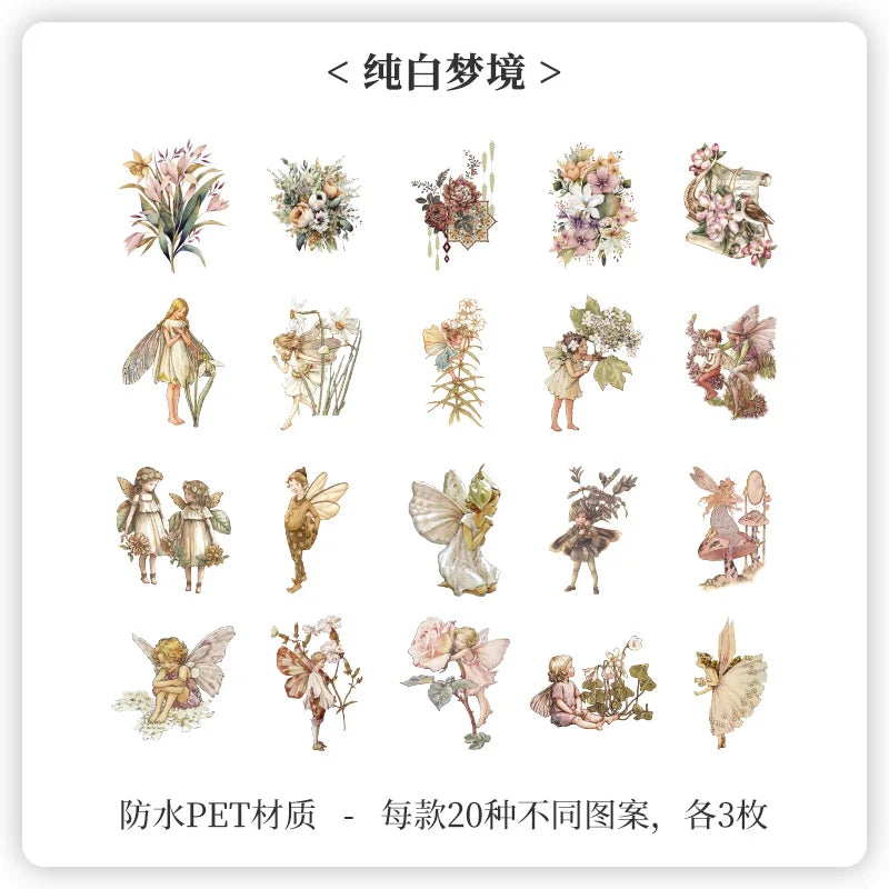 Box stickers flowers vintage-60 pzas