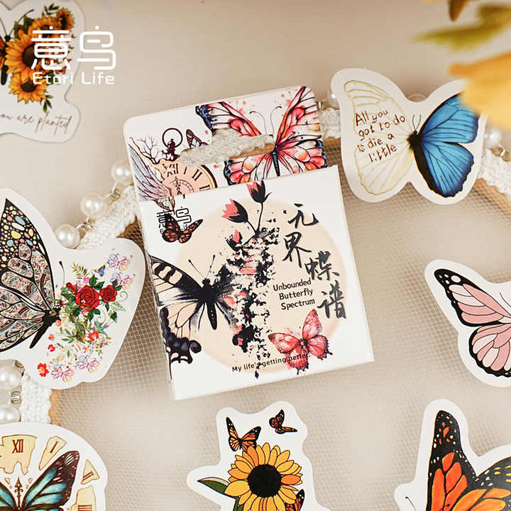 Cajita de stickers mariposas -46 pzas