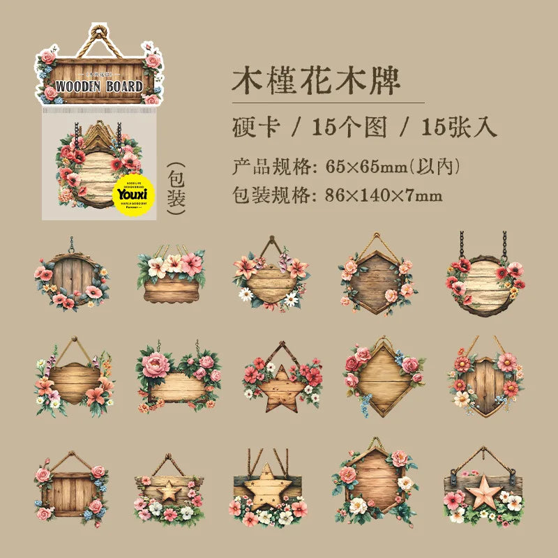 Stickers cartonaje wooden board-15 pzas