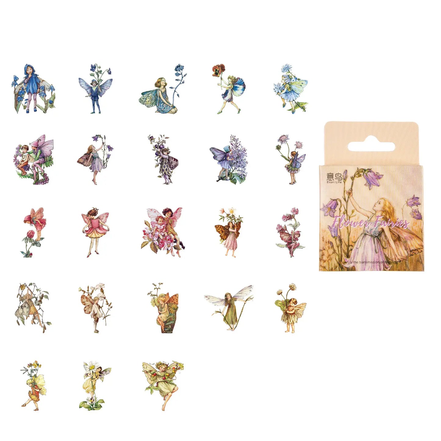 Cajita de stickers hadas-46 pzas