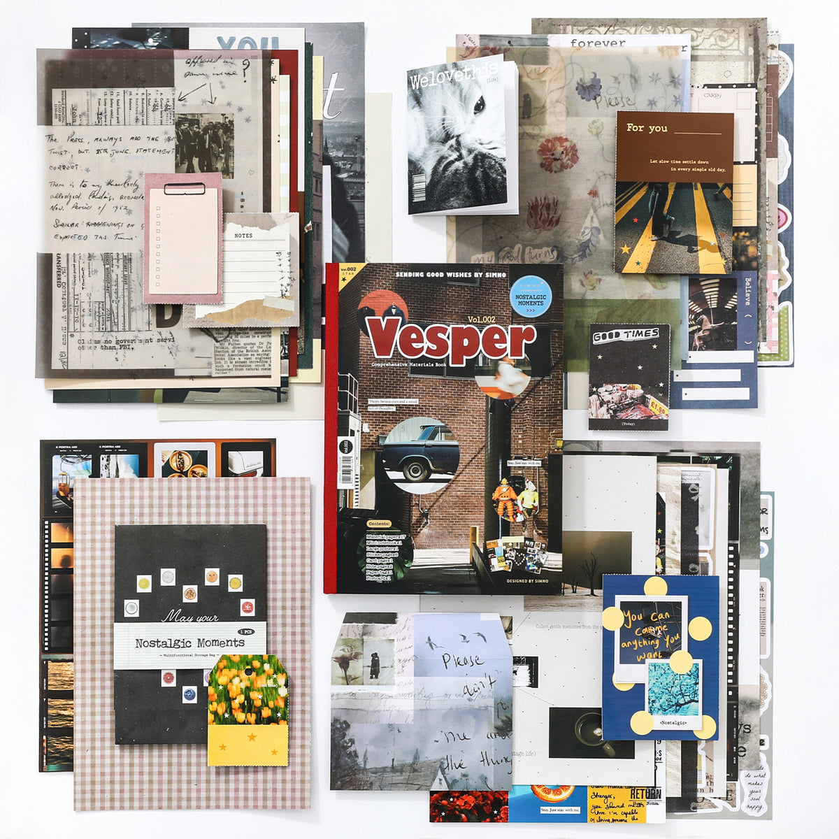 Libro Vesper nostalgic moment (Stickers, cartulinas, sobres, papeles)-28 pzas