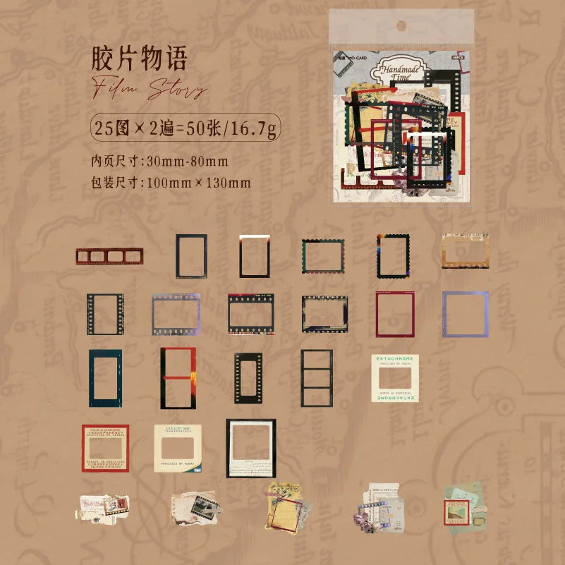 Stickers handmade time series vintage-50 pzas