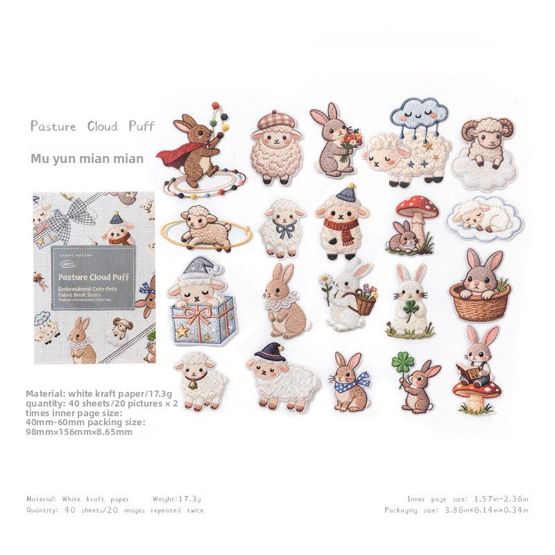 Stickers cute animals bordados-40 pzas