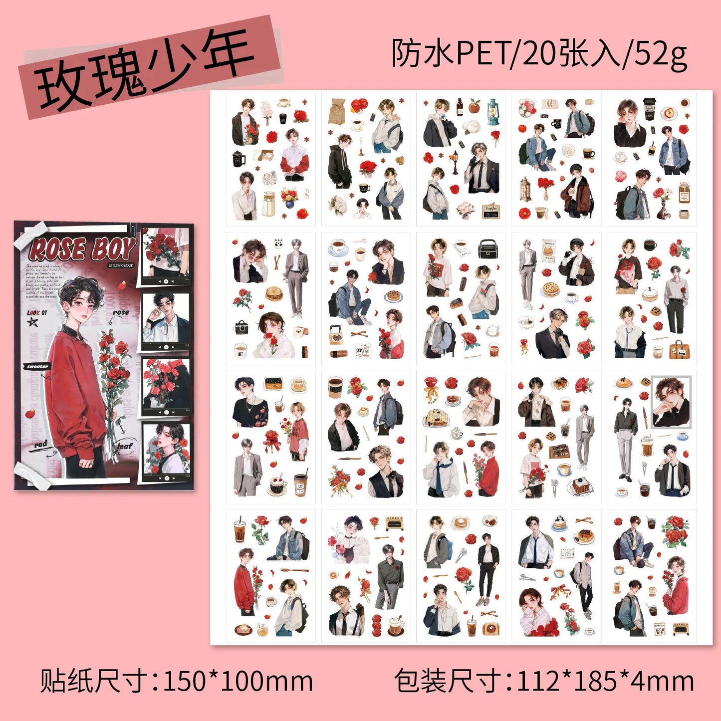 Librito de stickers personajes asiaticos-20 hojas