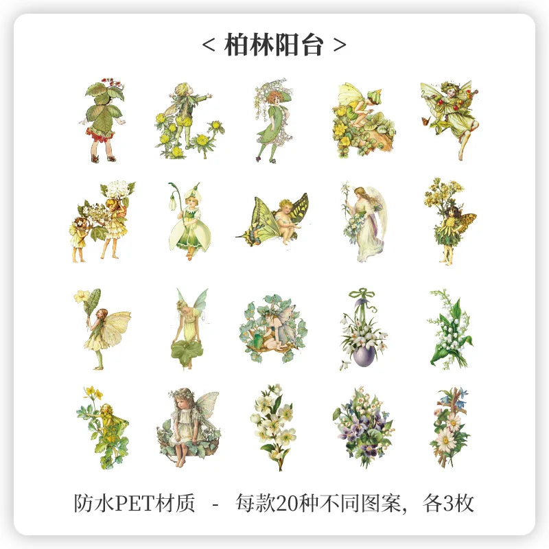 Box stickers flowers vintage-60 pzas