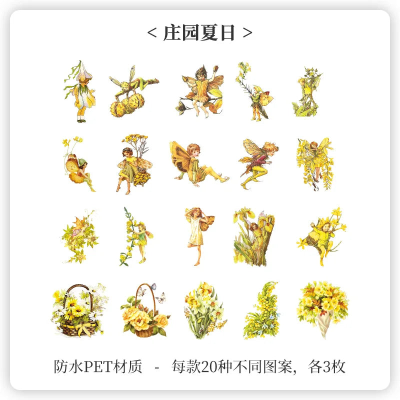 Box stickers flowers vintage-60 pzas