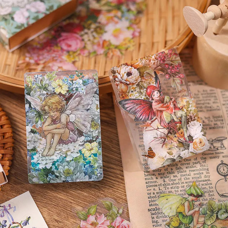 Box stickers flowers vintage-60 pzas