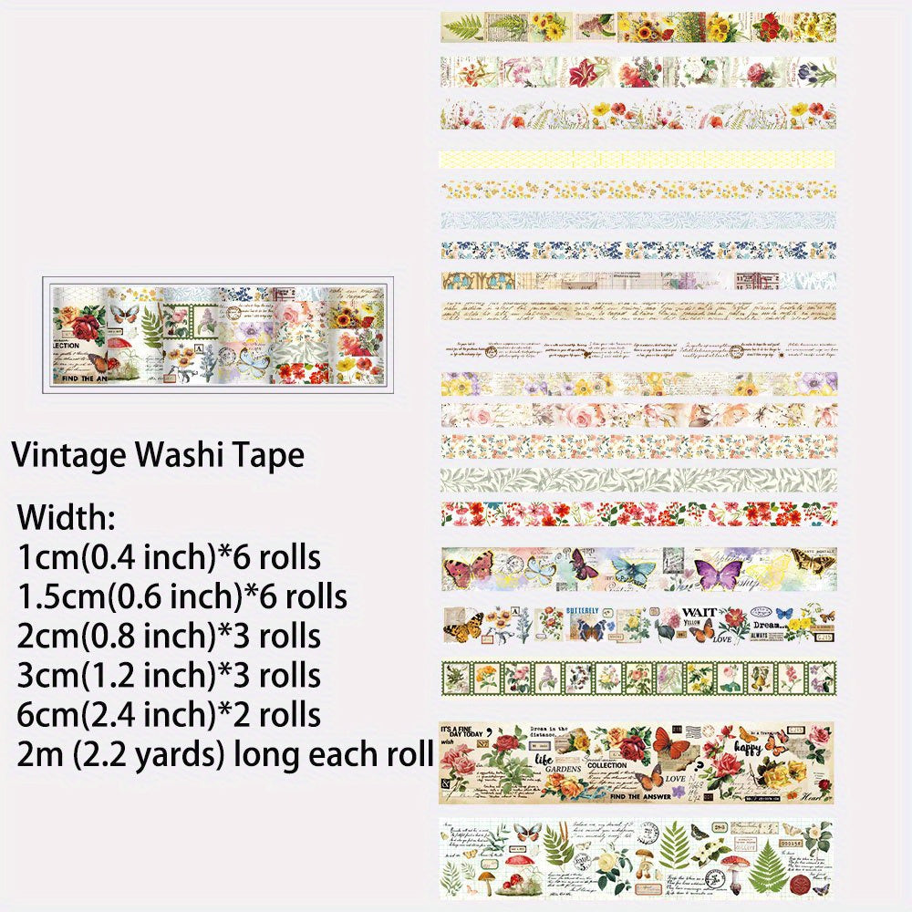 Set washitape mariposas floral-20 pzas