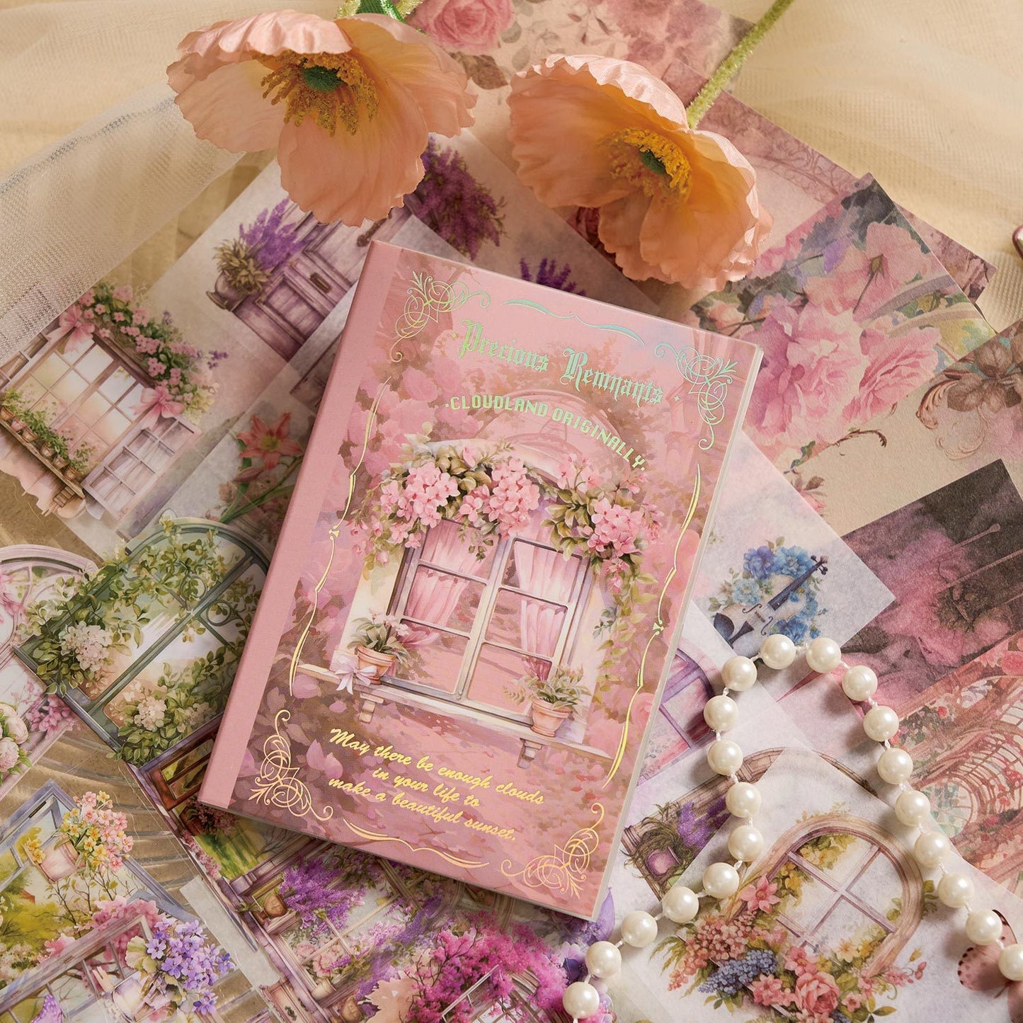 Set sticker pet + sticker washi + papel -54 pzas