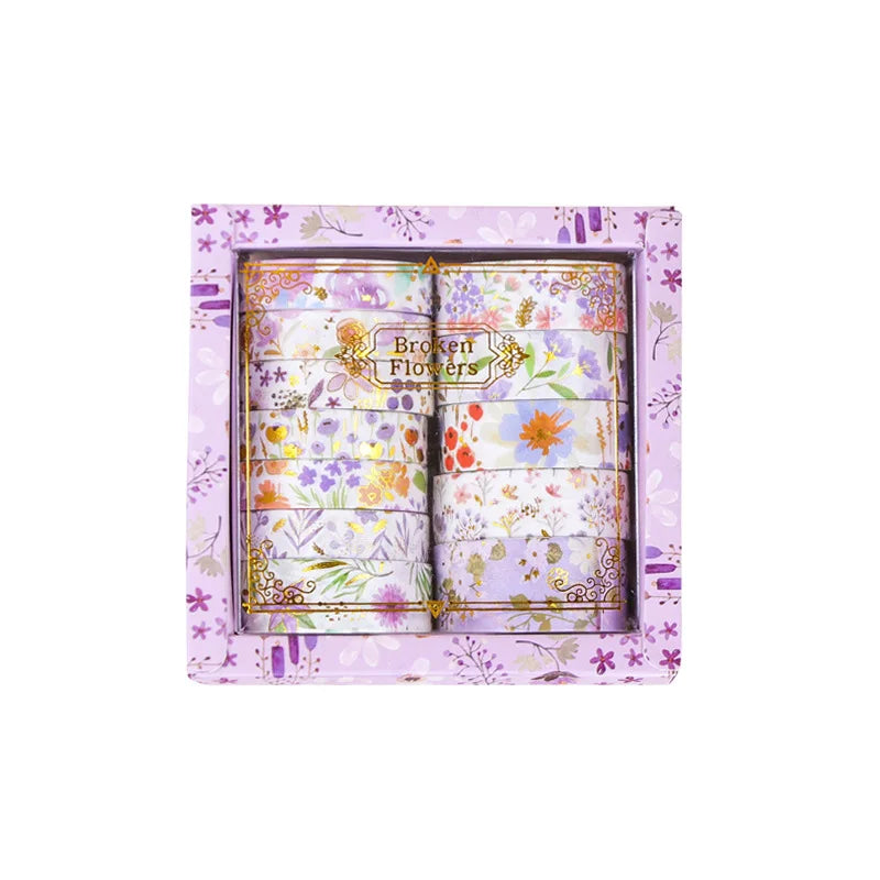 Juego de washitape "broken flowers"-12 pzas